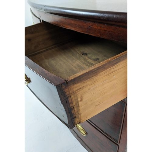 266 - BOWFRONT CHEST, 19th century mahogany of four drawers, 84cm H x 102cm W x 50cm D.