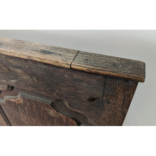 262 - SETTLE, George III oak with rope seat and floral squab cushion, 100cm H x 167cm x 67cm.