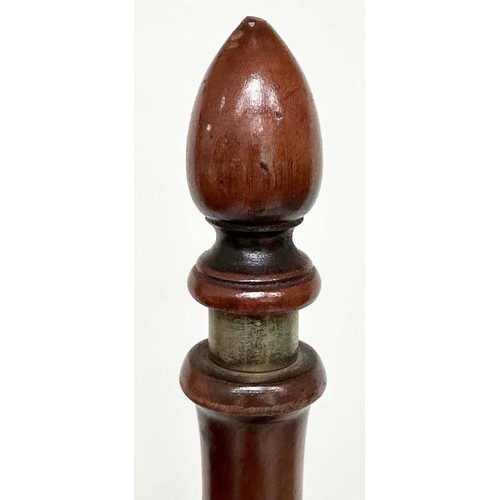 253 - LIBRARY STEPS, a tall set, Georgian style mahogany with four spiral tread steps and brass mounted po... 