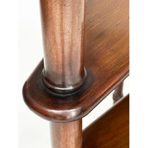 253 - LIBRARY STEPS, a tall set, Georgian style mahogany with four spiral tread steps and brass mounted po... 