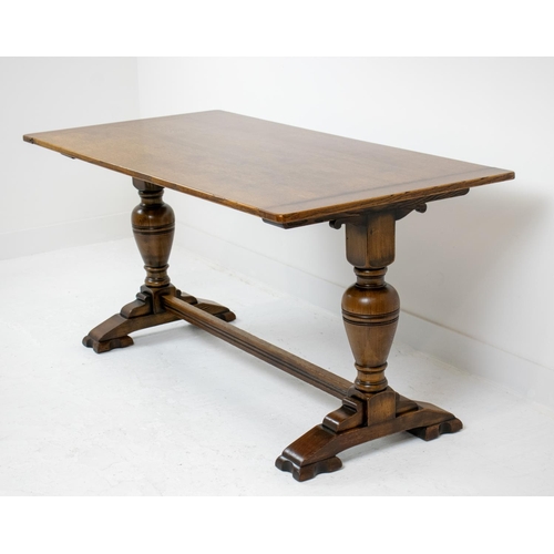 252 - REFECTORY TABLE, Jacobean style oak with bulbous supports, 152cm x 77cm.