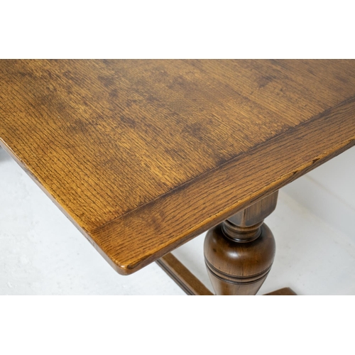 252 - REFECTORY TABLE, Jacobean style oak with bulbous supports, 152cm x 77cm.