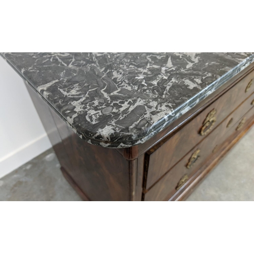 237 - COMMODE, Louis Philippe mahogany with grey marble top above four drawers, 93cm H x 131cm x 63cm.