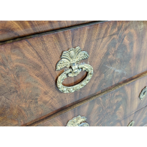 237 - COMMODE, Louis Philippe mahogany with grey marble top above four drawers, 93cm H x 131cm x 63cm.