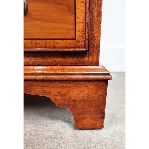 239 - BEDSIDE CHESTS, a pair, Georgian style yewwood, each with green leather slide above five drawers, 67... 