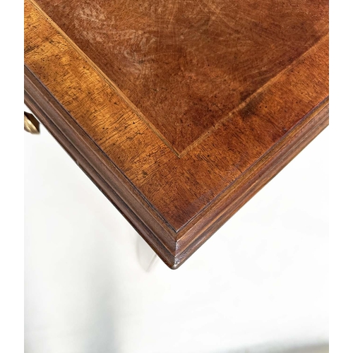 184 - HALL TABLE, George III design burr walnut crossbanded with four frieze drawers and chamfered square ... 