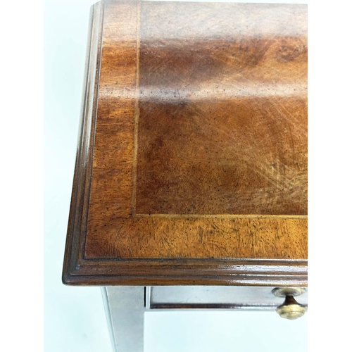 184 - HALL TABLE, George III design burr walnut crossbanded with four frieze drawers and chamfered square ... 