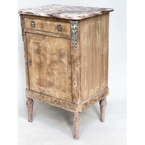 188 - TABLES DE NUIT, a pair, 19th century French walnut and silvered metal mounted each with breche viole... 