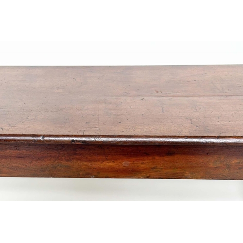 190 - HALL BENCH, early 19th century mahogany rectangular with finely turned bolsters and tapering support... 