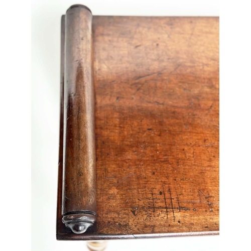 190 - HALL BENCH, early 19th century mahogany rectangular with finely turned bolsters and tapering support... 