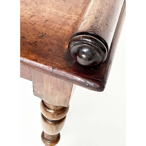 190 - HALL BENCH, early 19th century mahogany rectangular with finely turned bolsters and tapering support... 