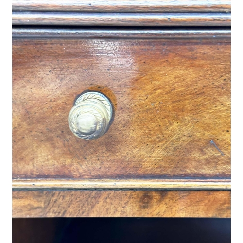 192 - LAMP TABLES, a pair, George III design flame mahogany each with frieze drawer and sabre front suppor... 