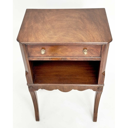 192 - LAMP TABLES, a pair, George III design flame mahogany each with frieze drawer and sabre front suppor... 
