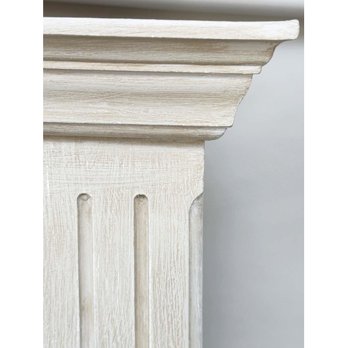 208 - ARMOIRE, French style grey painted with single panelled door enclosing hanging space above a full wi... 