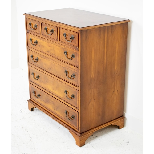 223 - CHEST, Georgian style yewwood with seven drawers and further concealed drawer, 92cm H x 78cm x 48cm.