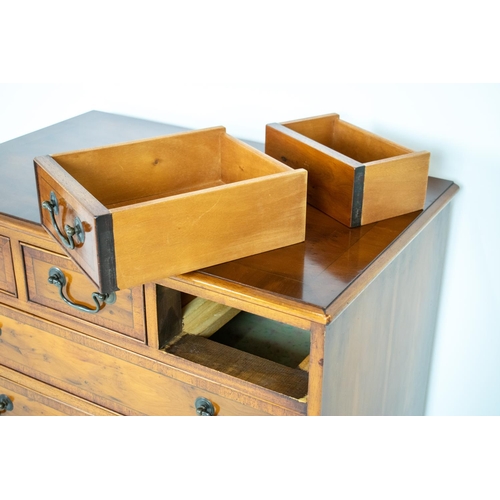 223 - CHEST, Georgian style yewwood with seven drawers and further concealed drawer, 92cm H x 78cm x 48cm.