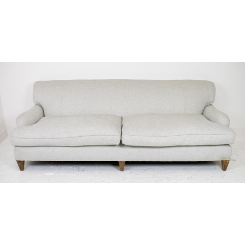 227 - SOFA, Howard style in light grey herringbone fabric, 78cm H x 229cm x 96cm.