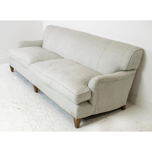 227 - SOFA, Howard style in light grey herringbone fabric, 78cm H x 229cm x 96cm.