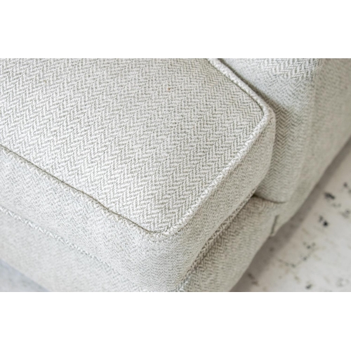 227 - SOFA, Howard style in light grey herringbone fabric, 78cm H x 229cm x 96cm.