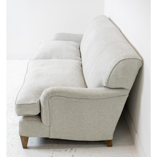 227 - SOFA, Howard style in light grey herringbone fabric, 78cm H x 229cm x 96cm.