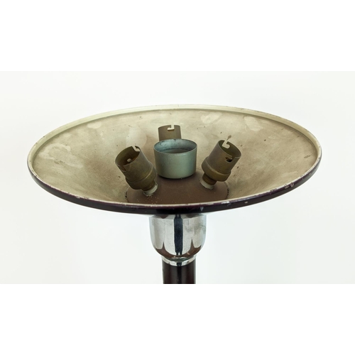 233 - TABLE UPLIGHTER, Art Deco polished metal with a black pole, 59cm H x 25cm.