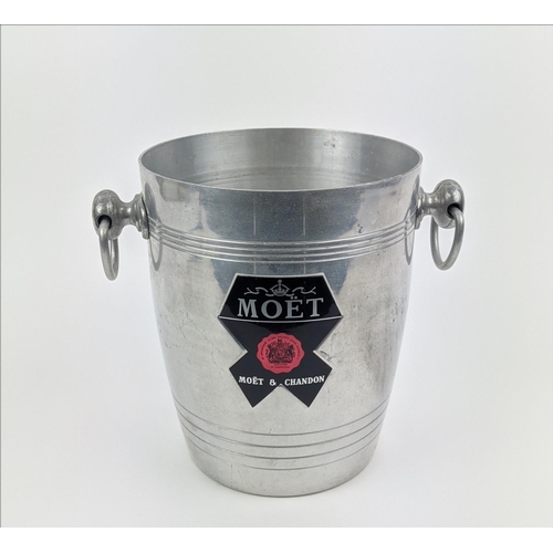 36 - VINTAGE MOET AND CHANDON ALUMINIUM ICE BUCKET, twin handled form, 1980's, 22cm H.