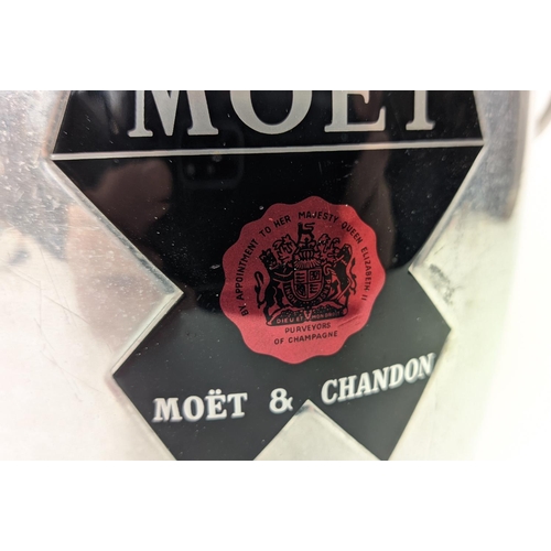 36 - VINTAGE MOET AND CHANDON ALUMINIUM ICE BUCKET, twin handled form, 1980's, 22cm H.