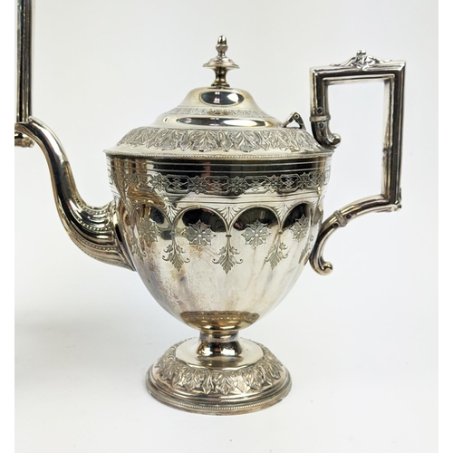 45 - A COLLECTION OF SILVER PLATED WARE, comprising a Victorian aesthetic four piece tea and coffee servi... 