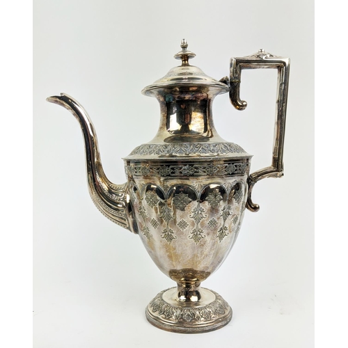 45 - A COLLECTION OF SILVER PLATED WARE, comprising a Victorian aesthetic four piece tea and coffee servi... 