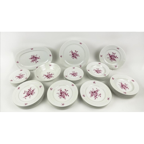 15 - SUPPER SERVICE, European porcelain, Hutschen Reuther with rose pink flowers and sprig sprays, twelve... 