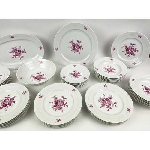 15 - SUPPER SERVICE, European porcelain, Hutschen Reuther with rose pink flowers and sprig sprays, twelve... 