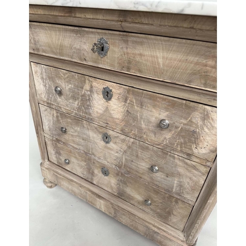 182 - HALL COMMODE, 19th century French Louis Philippe flame mahogany with four long drawers and turned su... 