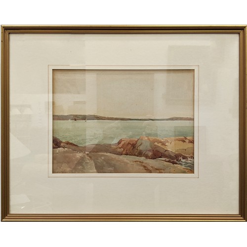 34 - J G SYKES, 'Evening Mounts Bay', watercolour, 62cm x 75cm, signed and labelled verso, framed