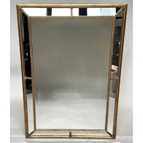 185 - WALL MIRROR, Georgian style giltwood and gesso rectangular with marginal plates and beaded frame, 13... 