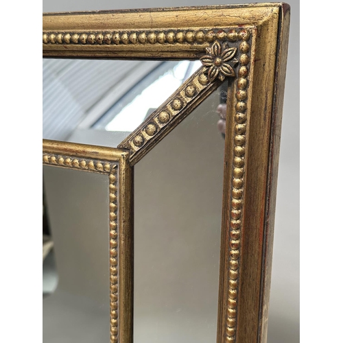 185 - WALL MIRROR, Georgian style giltwood and gesso rectangular with marginal plates and beaded frame, 13... 