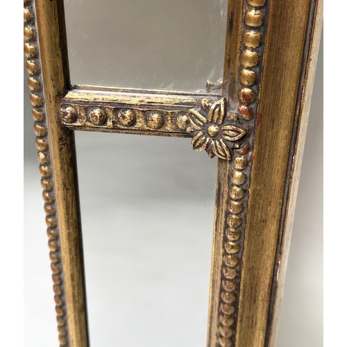185 - WALL MIRROR, Georgian style giltwood and gesso rectangular with marginal plates and beaded frame, 13... 