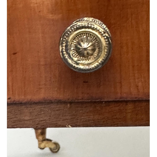 186 - LAMP TABLES, a pair, George III design yewwood each with brushing slide, drawer and two tiers, 46cm ... 
