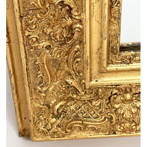 189 - WALL MIRROR, 19th century French giltwood and gesso mounted arched with flambeau and quiver crest, 7... 
