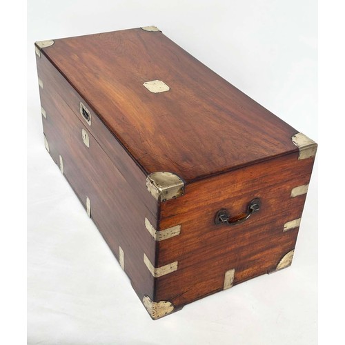 211 - TRUNK, 19th century Chinese export camphorwood and brass bound with rising lid and carrying handles,... 