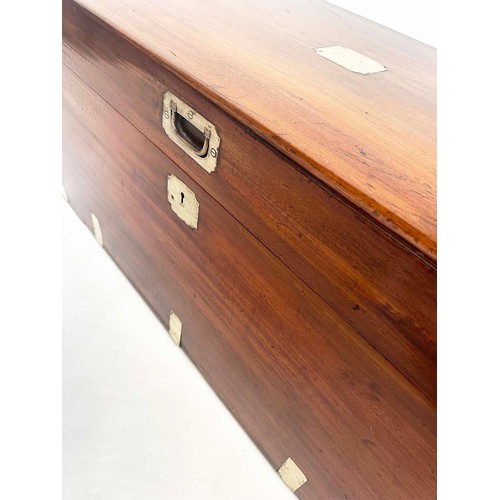 211 - TRUNK, 19th century Chinese export camphorwood and brass bound with rising lid and carrying handles,... 