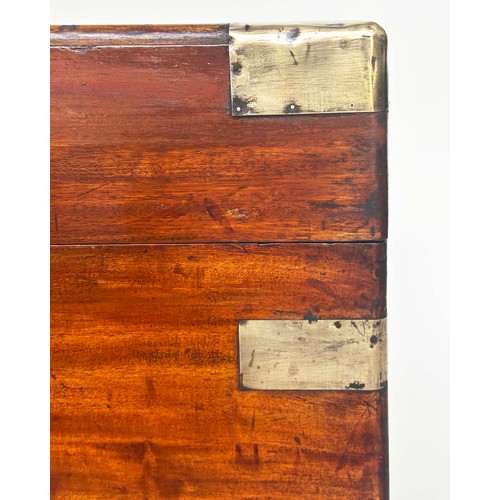 211 - TRUNK, 19th century Chinese export camphorwood and brass bound with rising lid and carrying handles,... 
