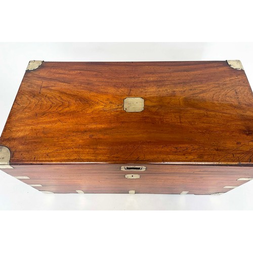 211 - TRUNK, 19th century Chinese export camphorwood and brass bound with rising lid and carrying handles,... 