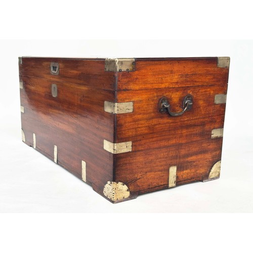 211 - TRUNK, 19th century Chinese export camphorwood and brass bound with rising lid and carrying handles,... 