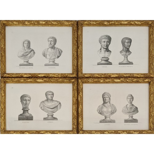 100 - ITALIAN BUSTS ENGRAVINGS, a set of nine, 40cm x 50cm, gilt framed. (9)