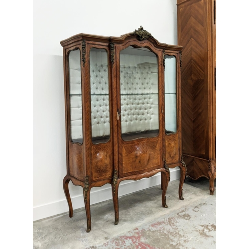 179 - VITRINE, Louis XV style tulipwood, burr elm and gilt metal mounted with glazed door enclosing a glas... 