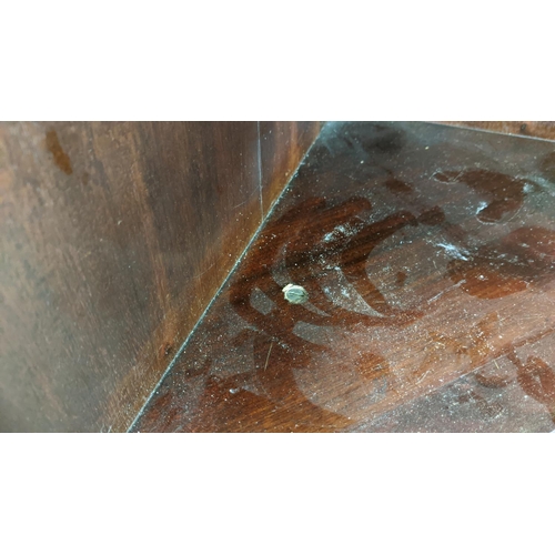 168 - GLAZED CORNER CABINET ON STAND, Edwardian mahogany in Chippendale style with door and carved fretwor... 