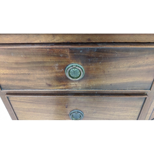 164 - KNEEHOLE DESK, Regency mahogany, with faded tan leather top over seven drawers, 113cm W x 52cm D x 8... 