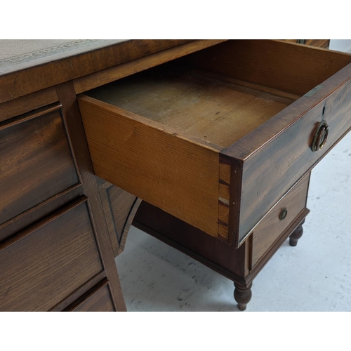 164 - KNEEHOLE DESK, Regency mahogany, with faded tan leather top over seven drawers, 113cm W x 52cm D x 8... 