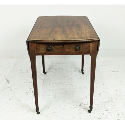 166 - PEMBROKE TABLE, George III mahogany and satinwood, 82cm W x 56cm D x 75cm H, with inlaid crossbandin... 