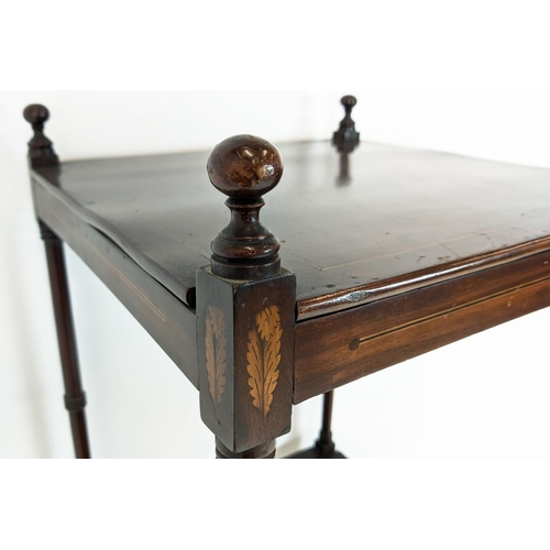 167 - WHATNOT, Late Victorian mahogany with inlaid detail and single door, 156cm H x 40cm D x 40cm W.